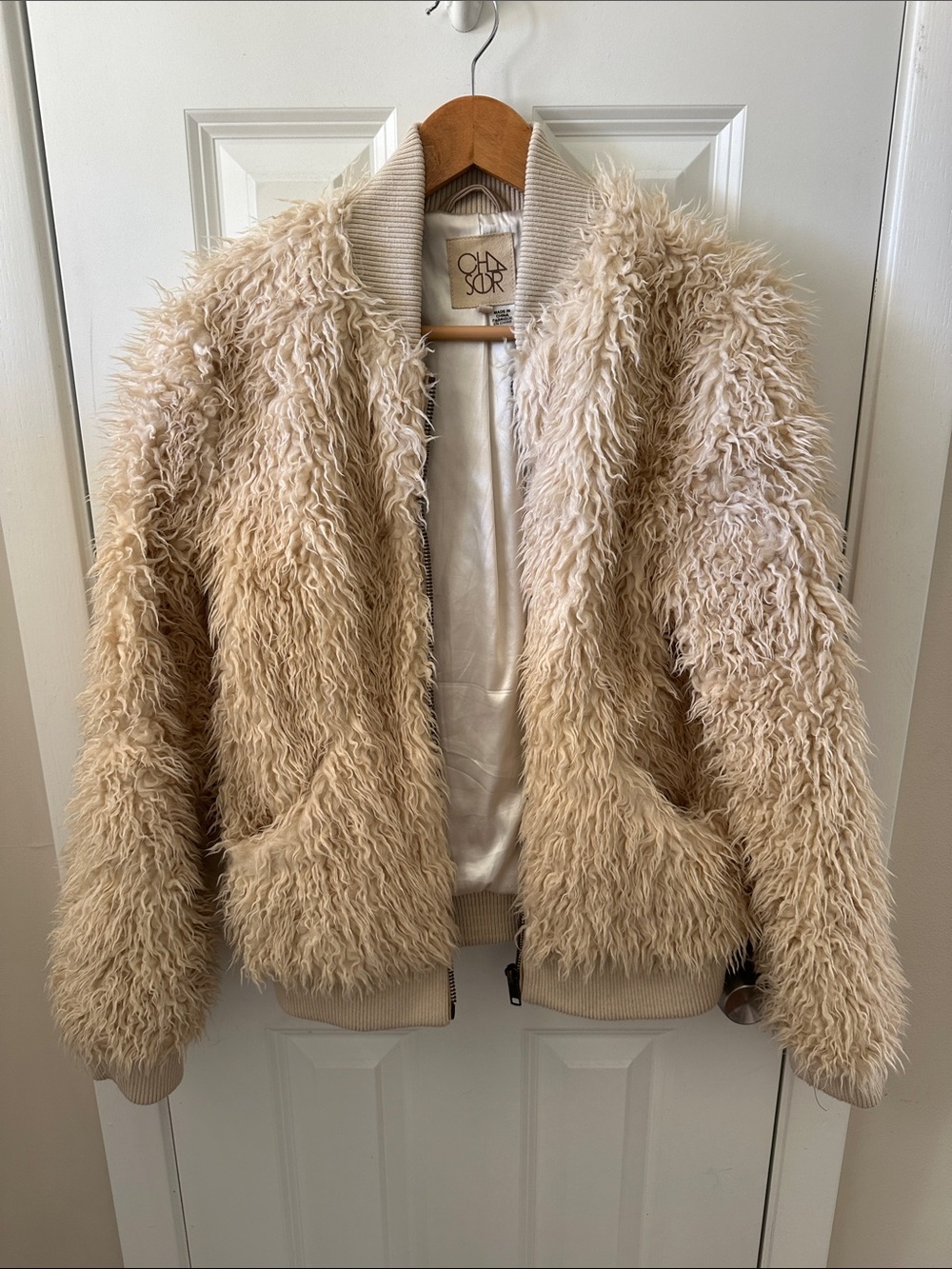 Chaser Plush Teddy Jacket in Beige Cream